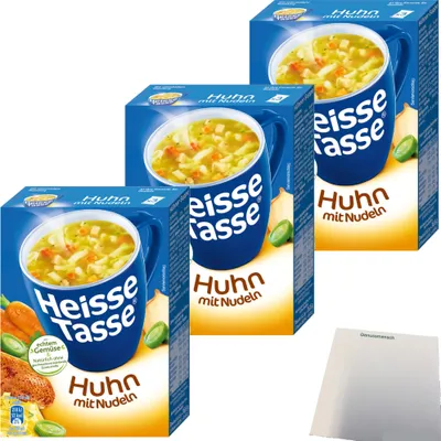 Produktbild von Erasco Heisse Tasse Huhn mit Nudeln 3er Pack (9 Beutel a 12,2g) + usy Block