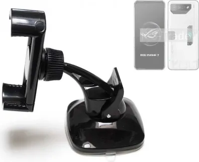 Produktbild von K-S-Trade kompakte Handy-Halterung Windschutzscheibe kompatibel mit Asus ROG Phone 7 Ultimate Armaturenbrett schwarz Autohalterung KFZ Halter