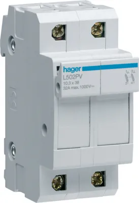 Zdjęcie produktu dla HAGER L502PV Sicherungselement 2P 1000V DC L38 2M (L502PV)