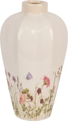 Image de Clayre & Eef Vase Ø 17x30 cm Beige Rose Céramique