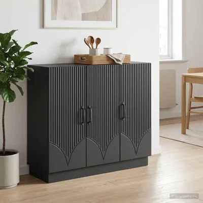 Zdjęcie produktu dla Komoda vidaXL, czarna, 89 x 34,5 x 77 cm, materiał drewnopochodny