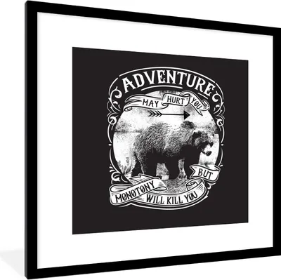 Produktbild von MuchoWow® MuchoWow® Gerahmtes Poster Bär - Tiere - Retro - Briefe 40x40 cm - Poster mit zchwarzem Bilderrahmen - Poster - Plakat im Rahmen