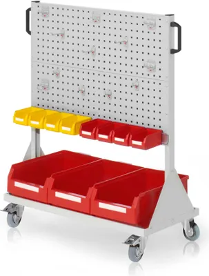 Produktbild von Kappes RasterMobil® mobiler Arbeitsplatzschrank Größe #3 1230x1000x500mm - 4x Lochplatte - 28-teilig - lichtgrau