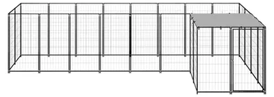 Produktbild von Outdoor Hundehütte mit abschließbarer Tür - Schwarz/Silbergrau - 220x440x110 cm - für Hunde