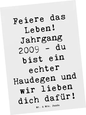 Produktbild von Mr. & Mrs. Panda Postkarte Spruch 2009 Geburtstag - Weiß - Geschenk, Glückwunsch, Postkarten, Jahrgang feiern, Happy Birthday, Alter, Fotokarte, besondere Menschen