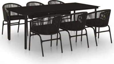 Immagine prodotto di vidaXL set da pranzo da giardino 7 pezzi nero