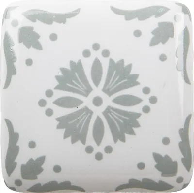 Image de Clayre & Eef Bouton de porte 3 cm Blanc Gris Céramique Carré