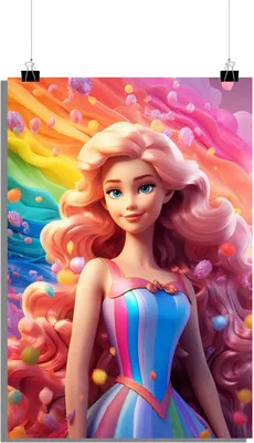 Produktbild von Barbie Poster - Prinzessin Poster - Kinderzimmer Poster - Buntes Poster - 51x71cm - Perfekt zum Einrahmen