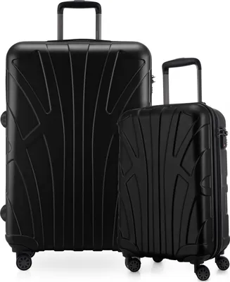 Obrázok produktu pre Suitline - Sada 2 kufrov, palubný vozík na batožinu 55x35x20 cm + veľký cestovný kufor XL odbavená batožina, 4 dvojité kolieska, ľahké dámske kufre, čierna farba