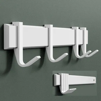 Produktbild von Mai & Mai Kleiderhaken Wandgarderobe Wandhaken aus Aluminium mit 4 Verschiebbare Garderobenleiste Garderobenhaken 40cm Matt weiß Stalo-12