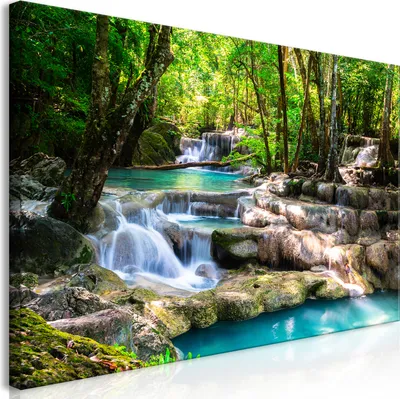 Produktbild von Wandbild Mega XXXL Wasserfall 250x125 cm Einteiliger XXL-Format Kunstdruck zur Selbstmontage Leinwandbilder moderne Bilder DIY Wanddekoration Wohnung Deko Wald Landschaft Natur c-B-0258-ak-e