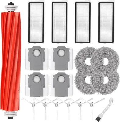 Produktbild von Zubehör-Set für Roborock Qrevo S/Qrevo Pro/Qrevo MaxV/Qrevo Plus Roboter-Staubsauger-Ersatzteile. 1 Hauptbürsten, 4 Hepa-Filter, 4 Wischpads, 6 Seitenbürsten, 4 Staubbeutel, 1 Bürste (20 Stück)