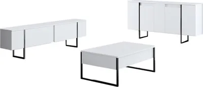 Produktbild von Skye Decor, Luxe - White, Black, Wohnzimmer, Wohnzimmermöbel-Set, Weiß, 160 x 80 x 35 cm