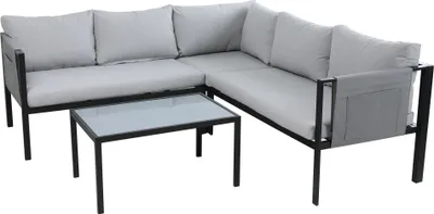 Produktbild von Möbilia Sitzgruppe | 1 Ecksofa, 1 Couchtisch | inkl. Sitz- und Rückenkissen | grau – schwarz | 28020039 | Serie GARTEN