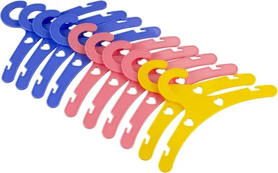 Productafbeelding van Heless 50778 - Set van 10 - Kleurrijke poppenkleerhanger - Ca - 18 x 8 cm - Accessoire voor de poppenkast