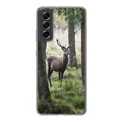 Produktbild von MuchoWow® Handyhülle Schutzhülle Hülle für Samsung Galaxy S21 FE Hirsche - Bäume - Gras Silikon Softcase Handy Hülle - Mobiltelefonhülle