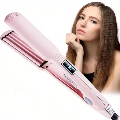 Produktbild von Glätteisen für mehr Volumen, Keramik-Haarglätter mit einstellbarer Temperatur und LCD-Display, langlebiges Styling-Glätteisen
