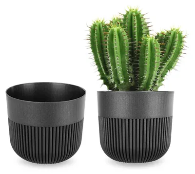 Immagine prodotto di Vaso da fiori KADAX Ø 11 cm, fioriera con struttura scanalata per uso interno ed esterno, vaso per piante in plastica, fioriera per piante da interno (antracite)