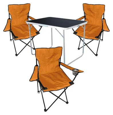 4-tlg Camping Set Gartenmöbel Campingtisch 3 Campingstuhl Klappstuhl
