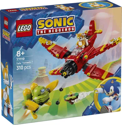 Produktbild von LEGO Sonic the Hedgehog Tails‘ Tornado-1 - Spielzeugflieger - Tails Minifigur, Badnik Figur & Chaos Emerald aus dem Videospiel - Gamer Geschenk für Jungen & Mädchen ab 8 Jahren - 77119
