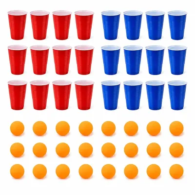 Produktbild von Beer Pong Trinkspiel – 48-teiliges Set mit 24 Bechern und 24 Bällen