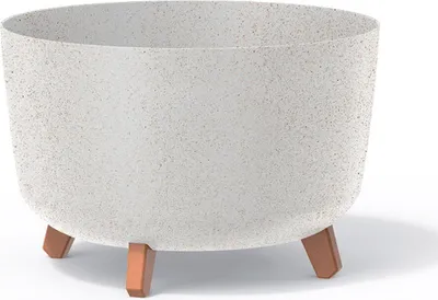 Immagine prodotto di Gracia Standard Eco Vaso in legno con gambe smontabili incl. inserto per uso interno ed esterno Fioriera rotonda in plastica resistente ai raggi UV 390 mm Eco Bianco