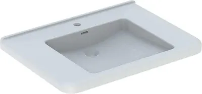 Produktbild von Geberit Waschtisch Square RENOVA COMFORT 750 x 550 mm, barrierefrei, mit Hahnloch, mit Überlauf weiß