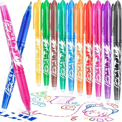 Produktbild von Löschbare Gelstift Set, Radierbare Stifte mit 0,7 mm Spitze, Kugelschreiber löschbar für Erwachsene und Kinder - 12 Farben