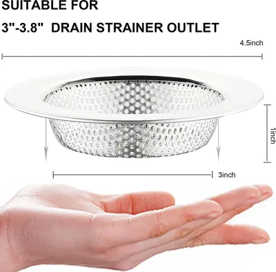 Produktbild von Küchenspülsieb aus Edelstahl, Abflusssieb für Küchenspülen, Spülbeckensiebe für Küchenspülen mit großem, breitem Rand, 11,4 cm Durchmesser