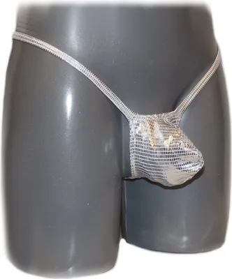 Produktbild von Herren String Tanga Silber XXL, extravagant, aus Polyester-Elasthan mit super Passform