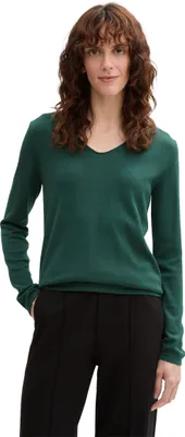Produktbild von TOM TAILOR Dünner Strickpullover Knitted Basic Stretch Sweater Langarm V-Neck Größe: XS