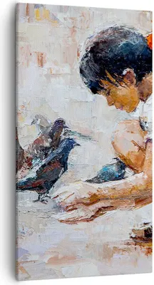 Produktbild von Bild auf Leinwand - Leinwandbild - Kind Vogel Karma - 55x100cm - Wand Bild - Wanddeko - Wandbilder - Leinwanddruck - Bilder - Kunstdruck - Wanddekoration - Leinwand bilder - Wandkunst - PA55x100-3417