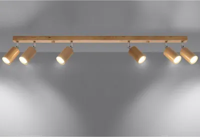 Produktbild von Deckenleuchte Holz Schwenkbar für 6 Glühbirnen GU10