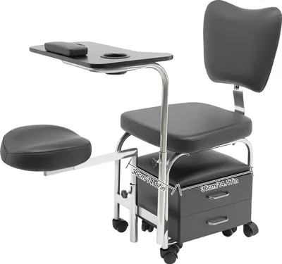 Produktbild von Pedikurstuhl, verstellbare Fußstützen, langlebiges Design, schwarz, schwarz