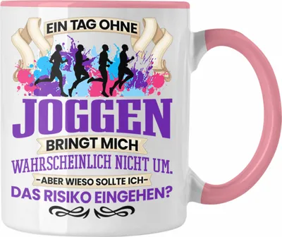 Produktbild von Trendation - Joggen Tasse Geschenk für Jogger Läufer Lustiger Spruch Geschenkidee (Rosa)