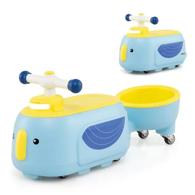 Obrázok produktu pre COSTWAY jazdiace auto, jazdiace auto s prívesom, svetlom, hudbou a úložným priestorom pod sedadlom, jazdiace auto, jazdiace auto pre deti 1+ Modrá