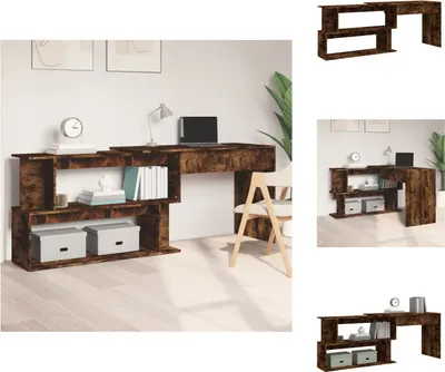 Produktbild von vidaXL Eckschreibtisch Räuchereiche 200x50x76 cm Holzwerkstoff -  Schreibtische