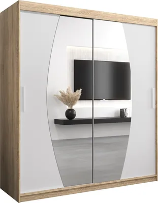 Produktbild von Kleiderschrank, Schiebetürenschrank Schlafzimmer, Schrank mit Spiegel ELYPSE 180 cm