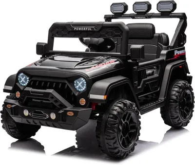 Produktbild von Kinder Elektroauto 12V 7AH, 2,4G-Fernbedienung, LED, Bluetooth, Sicherheitsgurte, 1–8 Jahre (Schwarz)