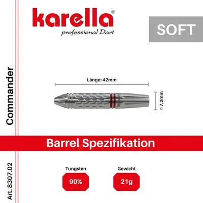 Zdjęcie produktu dla Karella 8307.02, Miękka końcówka, Czarny, Srebrny, Tungsten (wolfram), Miękka końcówka, 42 mm, 7,2 mm