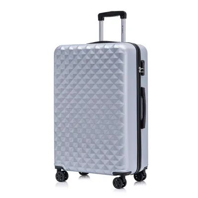 Produktbild von Koffer Trolley Reisekoffer Suitcase, Rollkoffer Handgepäck ,mit 4 Rollen360°, Hartschalenreisekoffer, Zahlenschloss, Weicher Gummigriff (XL,Silber)