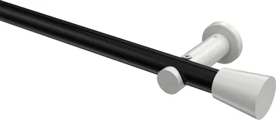 Produktbild von Interdeco Gardinenstange / Vorhangstange Schwarz / Weiß, Typ Platon Sitra (Konus) ohne Ringe, 20 mm Ø 1-läufig, 440 cm