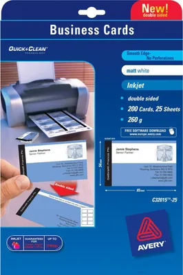 Image de Avery Quick&Clean 85 x 54 mm (x25) carte de visite 200 pièce(s)