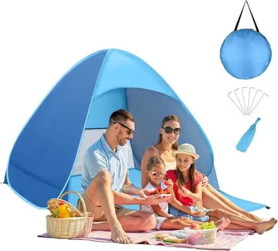 Produktbild von Famanu Strandzelt Tragbar Leicht Automatische Sonnenzelt für 1-2 Personen Blau