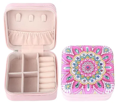 Produktbild von Diamond Painting Schmuckkästchen Mandala Rosa 10x10x5cm Bastelset