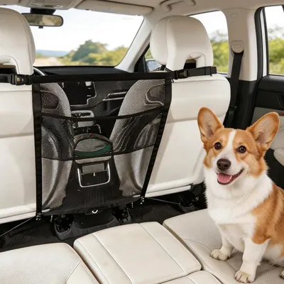 Produktbild von Universal Hundegitter für das Auto mit Aufbewahrungstaschen, elastisch dehnbar