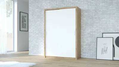 Produktbild von Kleiderschrank Schwebetürenschrank VISTA 150 artisan eiche / weiß Schrank mit Kleiderstangen und Einlegeböden