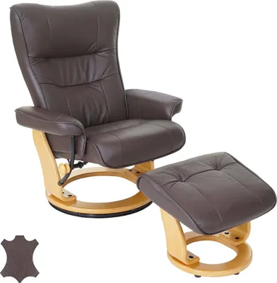 Produktbild von MCA Relaxsessel Edmonton, Fernsehsessel Hocker, Echtleder 130kg belastbar  braun, naturbraun