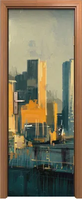 Produktbild von Türposter 70x200 cm Türaufkleber Türtapete Türfolie Klebefolie Wolkenkratzern bei Sonnenuntergang