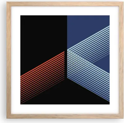 Produktbild von Gerahmtes Poster - Rahmen in heller Eiche - Abstraktion Schwarz Blau - 40x40 cm - Wand Bild - Wanddeko - Wandbilder - Kunstposter - Wandposter - Bilderrahmen - Bilder - Kunstdruck - P2NAC40x40-4458